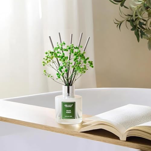 Image of Airkeep Reed Diffuser Set,3.38 fl oz (100 ml) - Black Forest Oil Diffusers with 8 Reed Sticks, Home Fragrance Reed Diffuser for Bathroom Shelf Decor