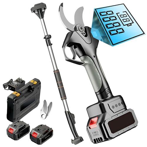 CIELOBLOEN Tijeras Eléctricas Portátiles 40mm y Podadora Profesional Inalámbrica 21V con Batería 2000mAh Recargable, Ideal para Olivos, Viñedos y Jardinería 2batteries