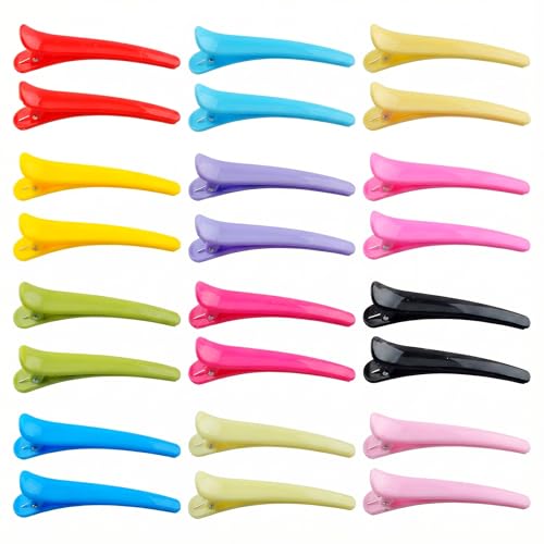 Pinzas para cabello diseño pato 24 piezas multicolor miniatura 1