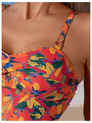 GORGLITTER Women's Floral Print Tankini Swimsuits Bow Tie High Waisted Bathing Suit Summer Beach Vacation Swim Wear4