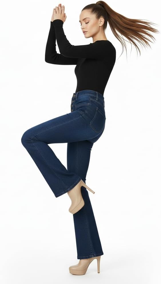 Womens Flare Jeans High Waisted Bootcut Bell Bottom Jeans for Women,Black Stretchy Slimming Denim Pants