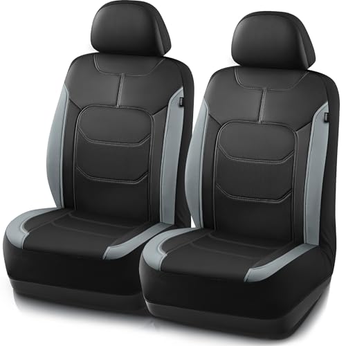 Road Comforts Premium Leather Front Seat Cover â€“ Airbag-Compatible, Universal for Cars, SUVs, Trucks, and Vans -Gray