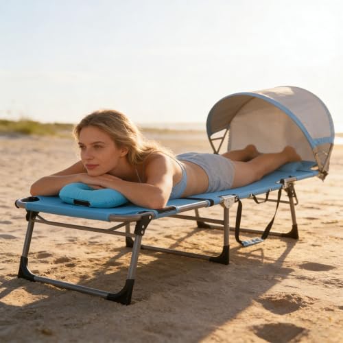 Chaise de terrasse pliable auvent 360 protégeant du soleil et vent - 7