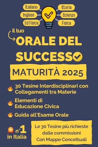 Orale del Successo. Maturità 2025: 30 Tesine Interdisciplinari Svolte con Mappe Concettuali, elementi di Educazione Civica e una Guida all’Esame Orale di Maturità 2025 (Italian Edition)