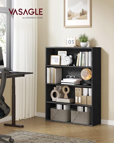 Image of VASAGLE CUSTOS Collection - Bookshelf, 4-Tier Bookcase, Book Shelf, Open Storage Shelf, 9.4 x 31.5 x 42.5 Inches, for Living Room, Home Office, Dining Room, Ebony Black ULBC174B01