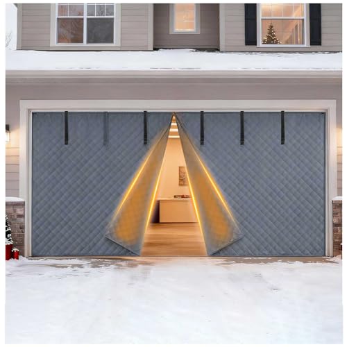 Kit di copertura termica magnetica per garage con isolamento invernale, guarnizione nera per porta del garage con peso migliorato, soluzione a risparmio energetico per garage a 2 auto
