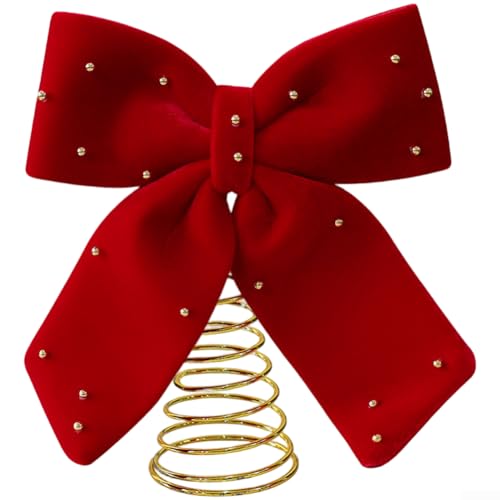 Weihnachtsbaumspitze aus Samt, Burgunderrot, Schleife, Stern, 30 cm,...