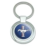 GRAPHICS & MORE Ford Mustang Logo Keychain Classy Round Chrome Plated Metal