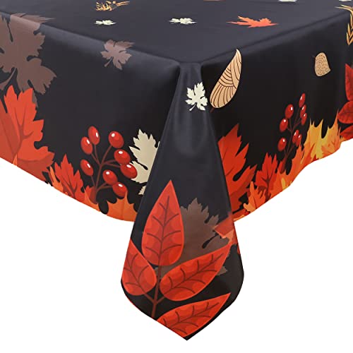 Zdada Autumn Leaves Printed Fall Tablecloth - 60x84 RectangleÂ Tablecloth ThanksgivingÂ Polyester Tablecloth for Home Kitchen, Fall Harvest, Thanksgiving Party