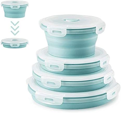 Fdit Boîte à Lunch Pliable 500ml Silicone Portable Pliable Lunchbox Bol