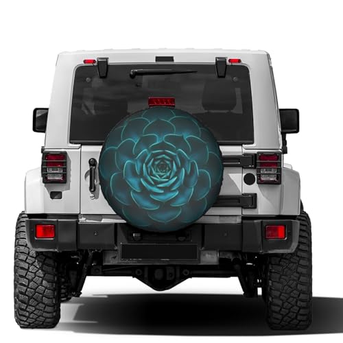 Image of Delerain Spare Tire Cover Teal Cactus Wheel Covers Waterproof Dust-Proof UV Sun Universal Fit for RV Trailer RV SUV Truck and Many Vehicle (17 Inch for Diameter 31 inch-33 inch)