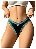 SweatyRocks Women's Satin Silk Lace Hipster Panties Seamless Briefs Underwear Underpant Green X-Large