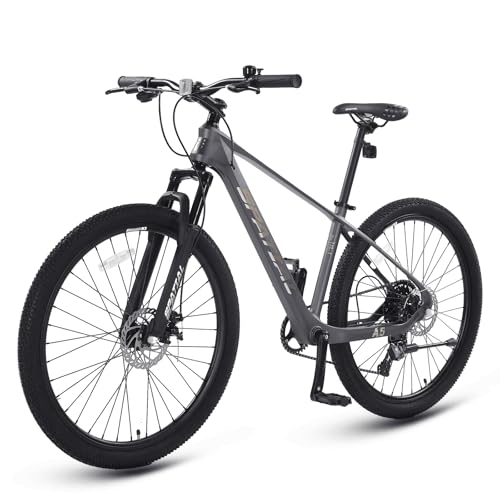 SPATIAL MTB Bicicleta de Montaña para Adultos y Jóvenes   29/27,5/26/24 Pulgadas, 8/21 Velocidades, Frenos de Disco Mecánicos Dobles, Cuadro de Aluminio, Suspensión Delantera (Gris, 27.5 Pulgada)