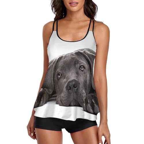Bikini tankini motif mignon chiot avec shorty couvrant et robe intégrée