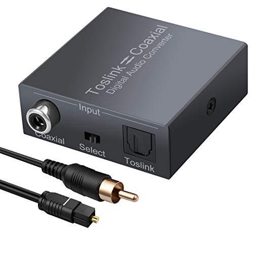 CAMWAY Digital Audio Converter Optical to Coaxial, Coaxial to Optical Bi-Directional Swtich Splitter Adapter, Digital Coax-to-Optical,Optical-to-Coaxial, Bi-Directional Coaxial to Optical Converter