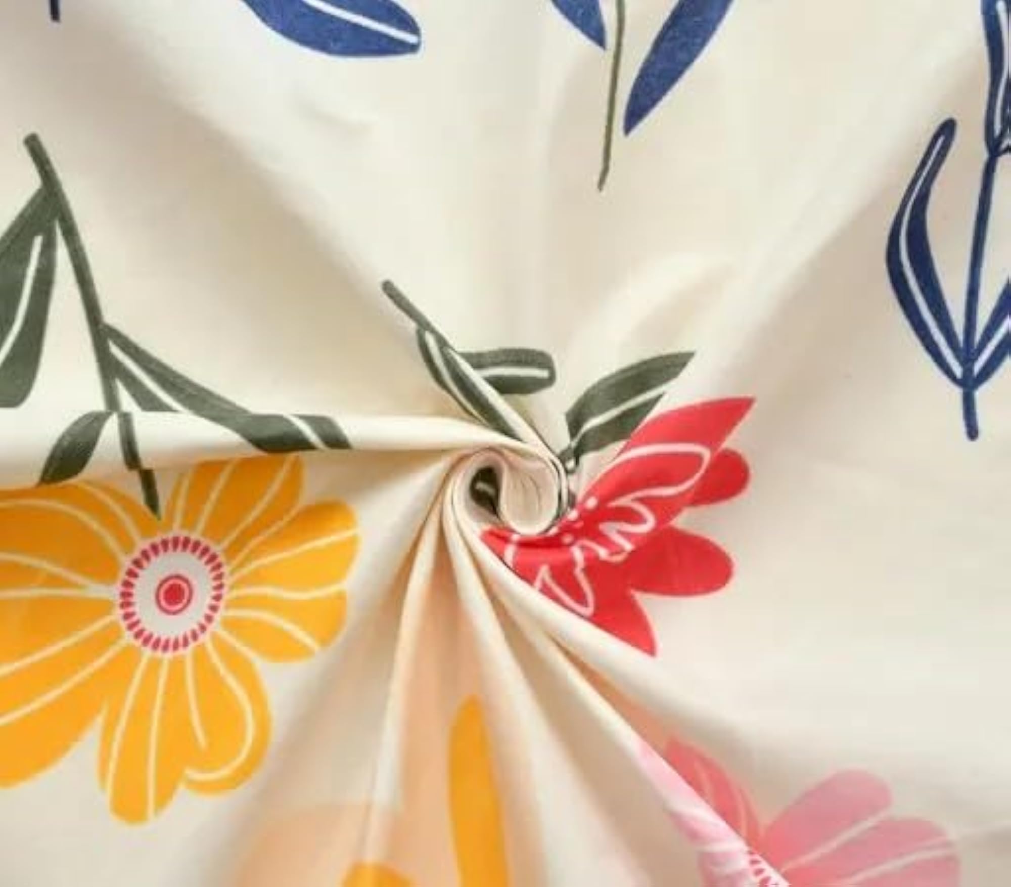 White Floral Printed Single Flat Bedsheet with Pillow Cover