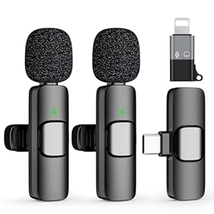 USB C Mini Wireless Lavalier Microphone for iPhone 15 16, iOS and Android Devices – Noise Reduction Lapel Mic for Recording, Clip on Mic, Omini Lav Mic for Video Recording, Tiktok, Youtube, Vlog