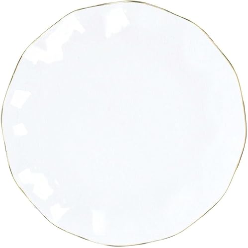 Miniatura 7 de Efavormart - Paquete de 10 platos redondos de plástico transparente de 6 pulgadas platos desechables para aperitivos con borde ondulado dorado para