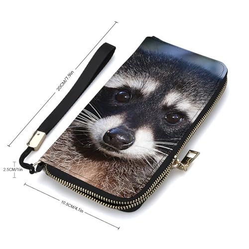 Northern Raccoon's Face Long Wallet for Women Men Coin Pouch Credit Card Holder Zipper Purses with Wristlet2