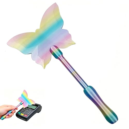 eewoldia 3D Printed Credit Card Wand,Fairy Wand Credit Card Holder, Credit Card Magic Wand for Tap Cards, Fantasy Wands Wallet Novelty Gifts (Butterfly) Rainbow