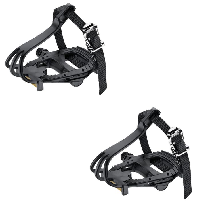 Pédale vélo route avec sangle et cale pied 140x90mm axe 9/16" cyclingcolors