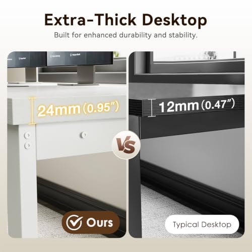 Image of Coleshome 71 Inch Long Computer Desk with Power Outlet, Thicker Desktop & Legs, Large Heavy Duty Office Desk for Home Office & Gaming, White