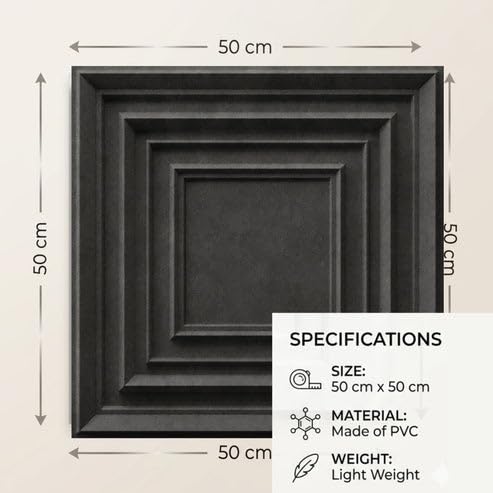 Image of Kayra Decor 3D PVC Wall Panels for Bedroom & Living Room | Accent Design | Nexa Gray Color | 19.7 x 19.7 Inch | Pack of 12 | 32.28 Sq Ft