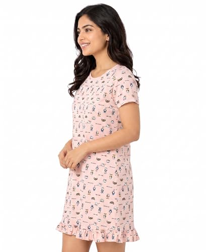 Image of Real Basics Women's Cotton Printed Knee Length Nightdress
