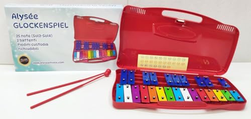 Alysée – MT25-C-RD Metallophon mit 25 chromatischen Platten, Koffer mit Griff und Schlägeln im Lieferumfang enthalten