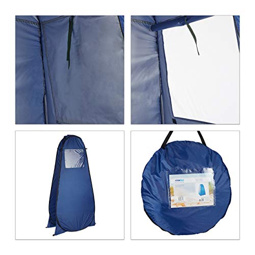 Miniatura 6 de Relaxdays Tienda De Campaña Instantánea, Cambiador, Ducha Wc Camping, Uv50 , Poliéster-Acero, 1 Ud, 190x120x120 Cm, Azul