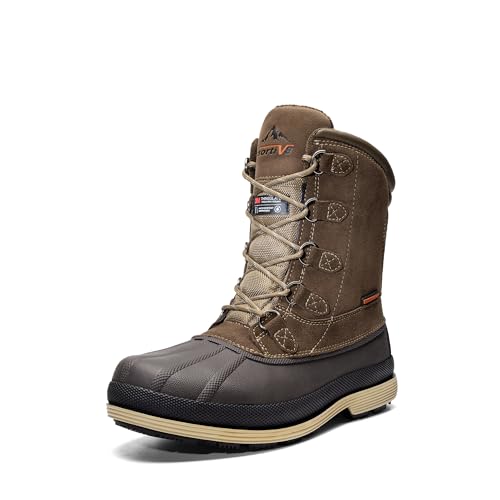 NORTIV 8 Men's Insulated Waterproof Work Winter Snow Boots 9 Khaki/Brown