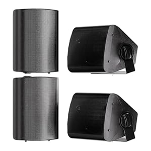 STUDIOFINIX 5.25 Inch 600W Outdoor Speakers Waterproof Weather Resistant Indoor Outdoor Speakers for Garden Patio Indoor (Black, 2 Pairs)