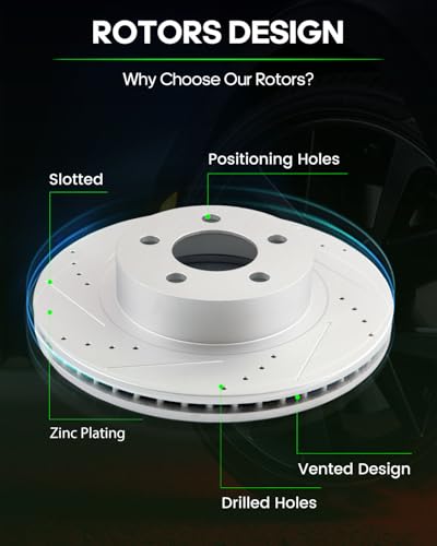 Image of SCITOO Front Disc Brake Rotors Kits Drilled & Slotted Brakes Rotor:54097