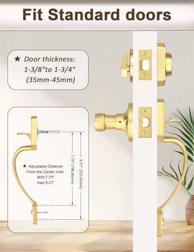 Image of Tinewa Camelot Brushed Gold Front Door Handle and Deadbolt Set, Front Door Lock Set, Satin Brass Finish, Upgated Entry Door Handle with Accent Wave Door Lever with Reversible Handle Lever, 1 Pack