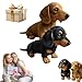 Dachshund Stuffed Animal - Realistic Soft Stuffed Animal Dog Toy, Simulated Plush Puppy, Emotional Comfort Companion for Adults Birthday Party Dog Collection (Black)