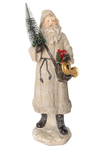 Image of Boston International Christmas Statue Tabletop Figurine Winter Holiday Decorations for Home, 13.25 inch, Santa with Trumpet