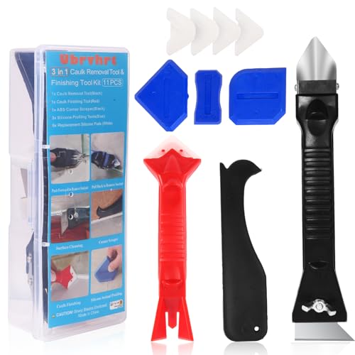 Ubrvhrt Enlève Joints Kit d'Outils De Calfeutrage Dissolvant de Calfeutrage Raclette De Finition Pour Nettoyer Les Résidus Grattoir Joint Outil De Décapant...