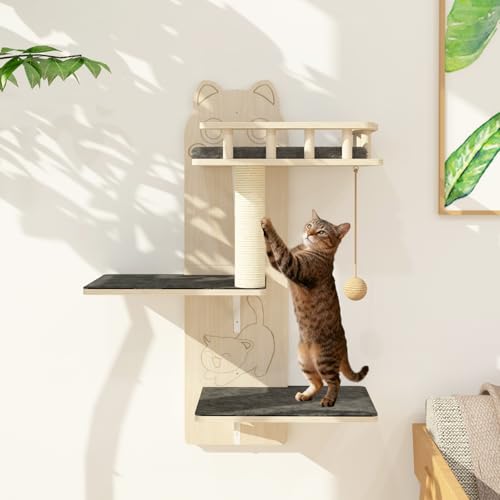 Estantes de pared para gato, kit de 3 plataformas miniatura 1