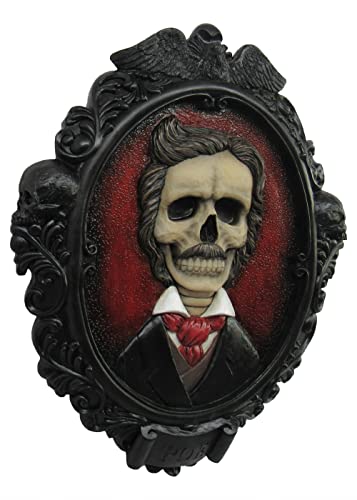 World Of Wonders 13.65" Oval Portrait Poe Wall Hanger From The Nevermore Collection Victorian Gothic Themed Wall Decor Hand Painted Art Sculpture #TOP1