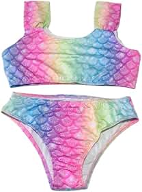 Biquíni Infantil Menina Costão Praia e Piscina Sereia com Proteção UV 50+ Top com Alças Largas e Calcinha