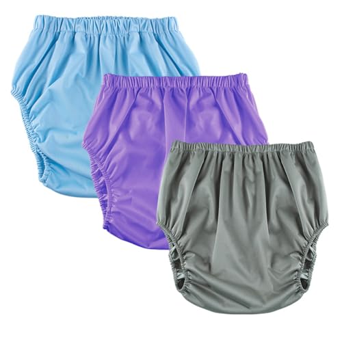 LZYKNIK 3 Piezas de Ropa Interior para incontinencia de Color sólido, Lavables y Reutilizables para Adultos, Pantalones a Prueba de Fugas, Impermeables y cubrepañales para Ancianos,A,L