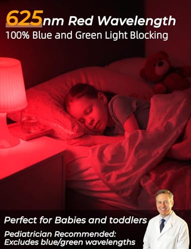 Image of LED Red Light Bulbs for Sleep with Remote Control, E26 Circadian Light Bulb A15, 5W(40W Equivalent) for Sleep Therapy, Baby Nursery, Bedroom (4 Packs)