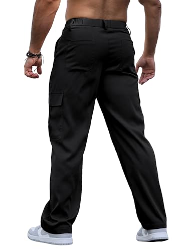Comdecevis Mens Casual Cargo Pants Baggy Straight Leg Sweatpants with Large Flap Pockets Hiking Sports Trousers2