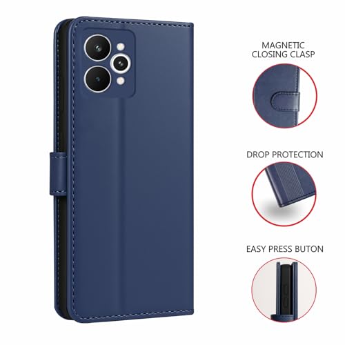Image of AIBEX Shock Proof Flip Compatible for Realme 15 Pro 5G Flip Cover Leather Finish | Inside TPU with Card Pockets | Wallet Stand | Complete Protection Flip Case- Blue