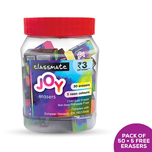 Image of Classmate Long Notebook - 140 Pages (Pack of 12) Octane Neon- 25 Blue Gel Pens Neon Erasers