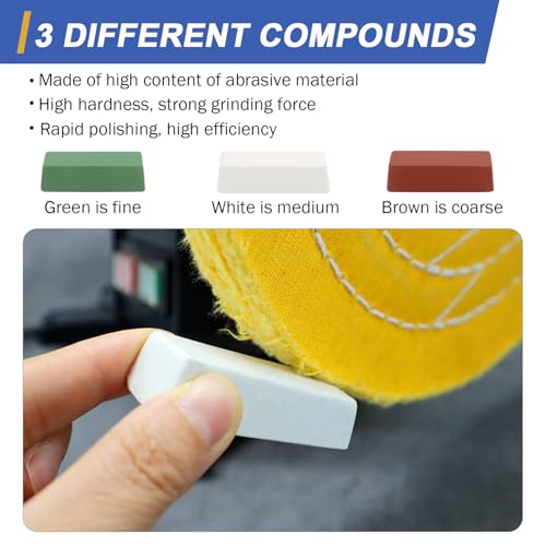 Image of SCOTTCHEN 6inch Buffing Polishing Wheels 1 /2 inch Arbor Hole,2 Pcs Medium (30Ply) for Bench Grinder,with Buffing Polishing Cutting Compound 4 Oz.Kit
