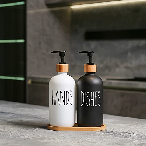 Hniuyun Glass Soap Dispenser Set of 2, Glass Soap Dispenser Bottle with Pump - Image 4