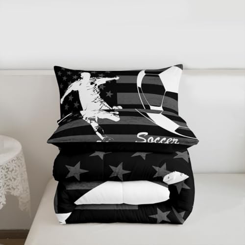 Image of Feelyou Soccer Comforter Set Twin Size 2 Pcs Kids Boys Girls