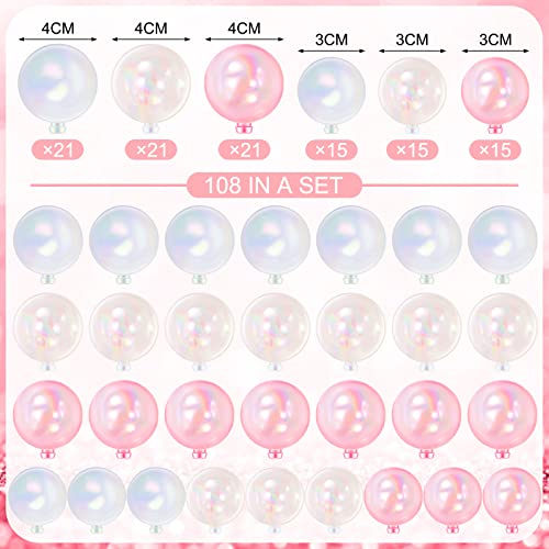 Tondiamo 108 Pcs Balls Cake Topper Balloons Cupcake Topper Diy Cake Insert Topper Foam Cake Balls Baking Decoration For Wedding Anniversary Birthday (Pink, Clear, White,1.57'', 1.18'') #TOP2