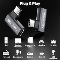 deleyCON USB-C Winkeladapter 90 Grad flach, 40Gbps, 240W, USB 4.0, 2 Stück – Ansicht 3